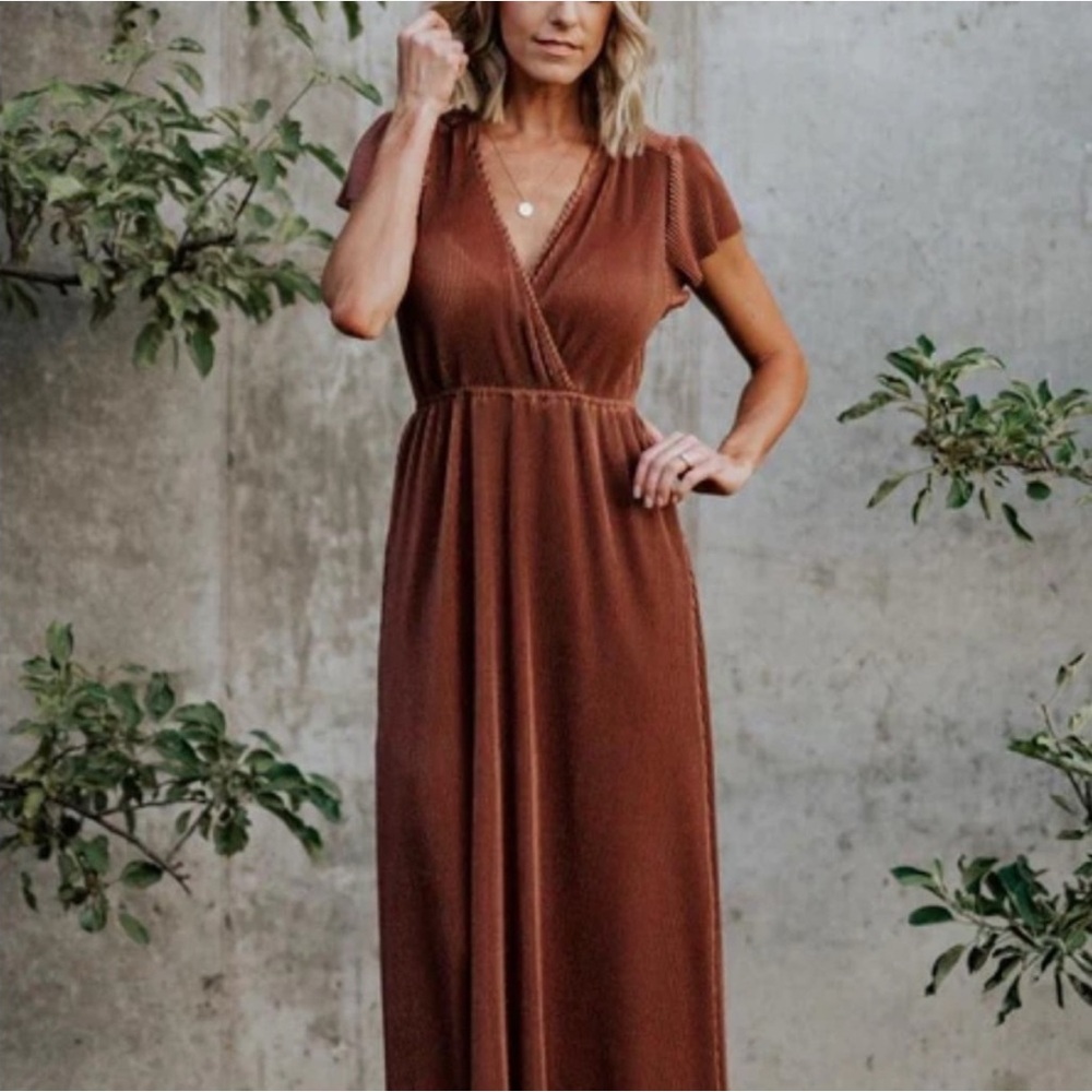 Athena pleated maxi - bronze 🤎